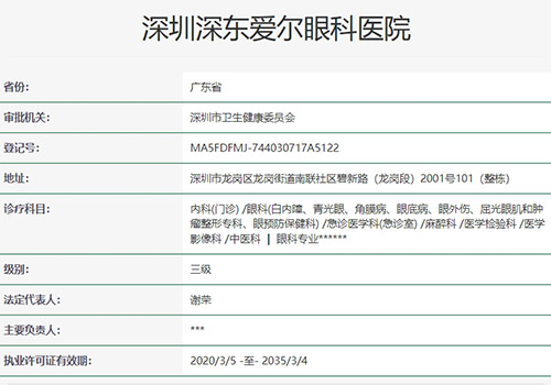 深圳深东爱尔眼科医院是几级医院