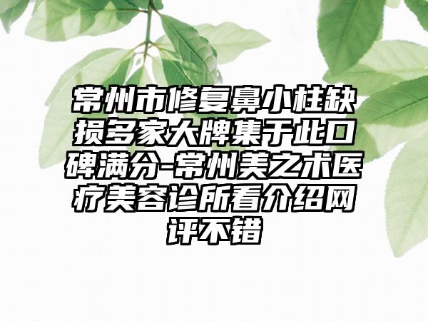 常州市修复鼻小柱缺损多家大牌集于此口碑满分-常州美之术医疗美容诊所看介绍网评不错