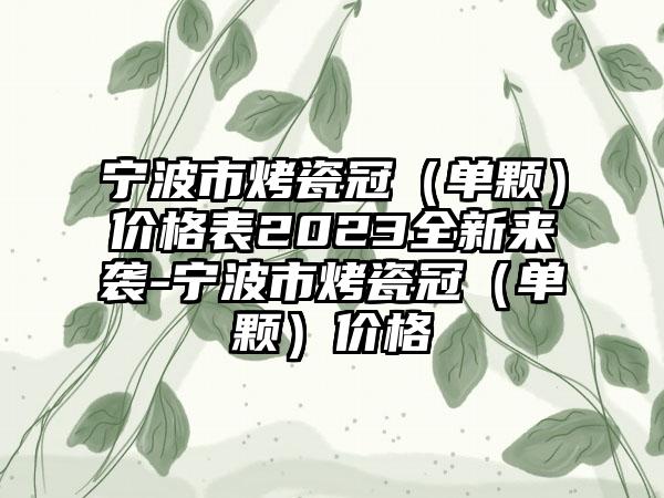 宁波市烤瓷冠（单颗）价格表2023全新来袭-宁波市烤瓷冠（单颗）价格