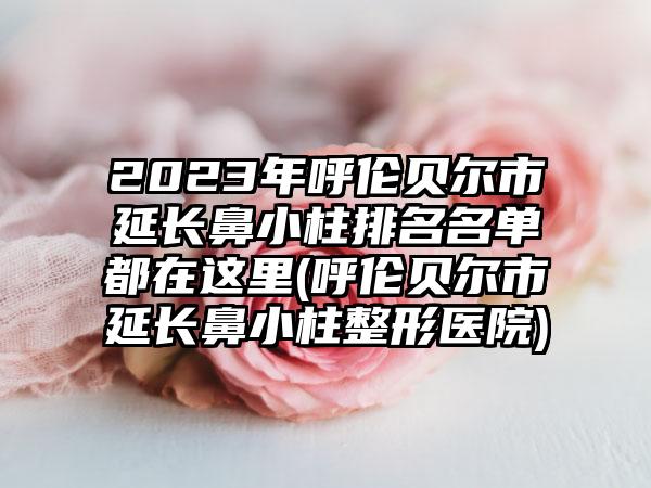 2023年呼伦贝尔市延长鼻小柱排名名单都在这里(呼伦贝尔市延长鼻小柱整形医院)