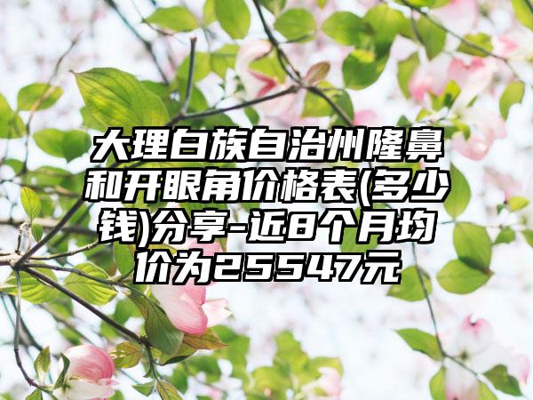 大理白族自治州隆鼻和开眼角价格表(多少钱)分享-近8个月均价为25547元