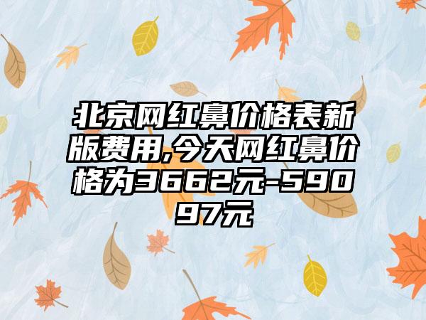 北京网红鼻价格表新版费用,今天网红鼻价格为3662元-59097元