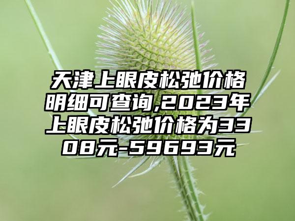 天津上眼皮松弛价格明细可查询,2023年上眼皮松弛价格为3308元-59693元