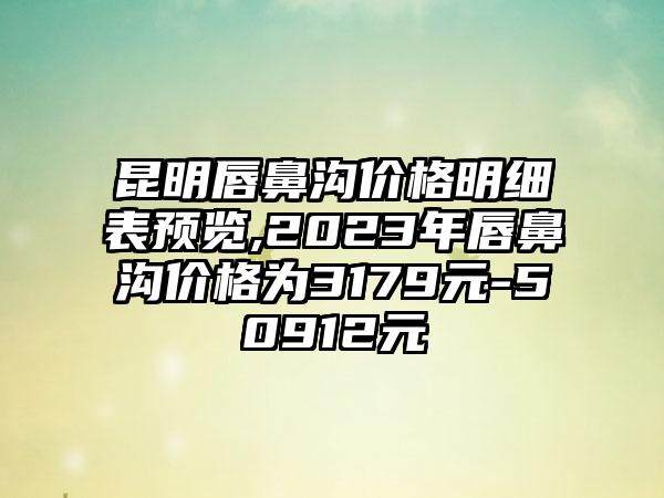 昆明唇鼻沟价格明细表预览,2023年唇鼻沟价格为3179元-50912元