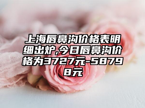 上海唇鼻沟价格表明细出炉,今日唇鼻沟价格为3727元-58798元