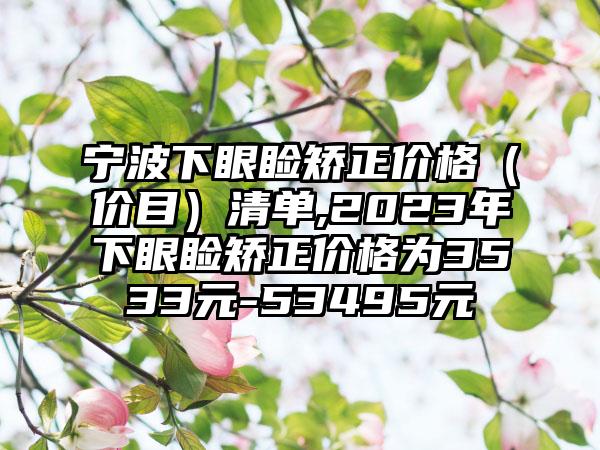 宁波下眼睑矫正价格（价目）清单,2023年下眼睑矫正价格为3533元-53495元