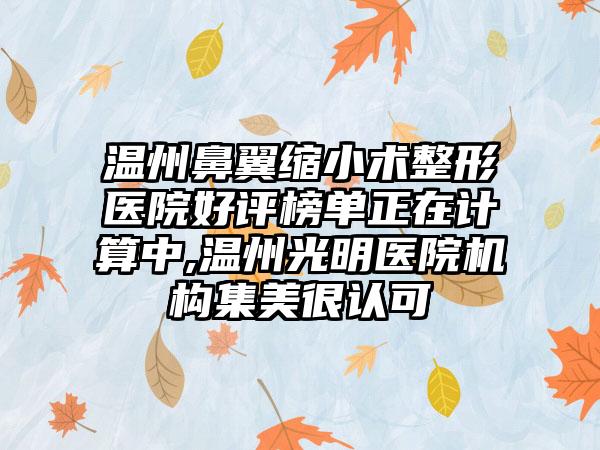 温州鼻翼缩小术整形医院好评榜单正在计算中,温州光明医院机构集美很认可