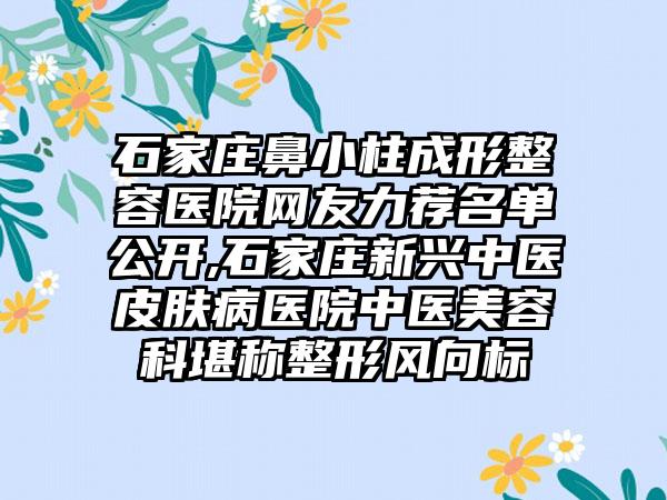 石家庄鼻小柱成形整容医院网友力荐名单公开,石家庄新兴中医皮肤病医院中医美容科堪称整形风向标