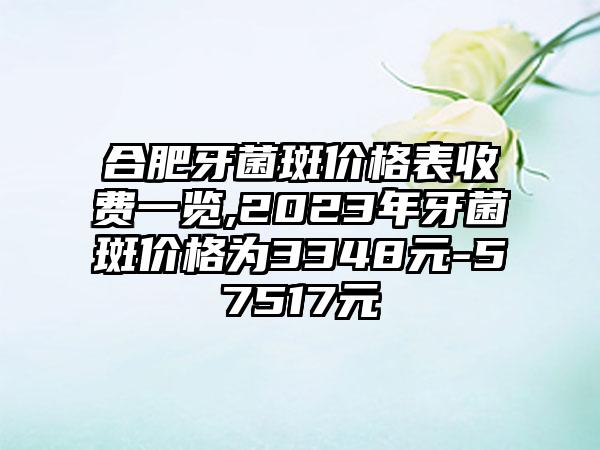 合肥牙菌斑价格表收费一览,2023年牙菌斑价格为3348元-57517元