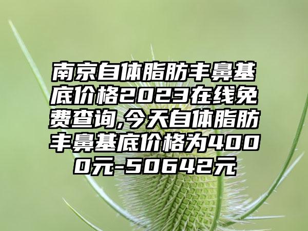 南京自体脂肪丰鼻基底价格2023在线免费查询,今天自体脂肪丰鼻基底价格为4000元-50642元