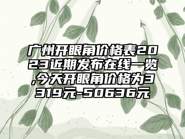 广州开眼角价格表2023近期发布在线一览,今天开眼角价格为3319元-50636元