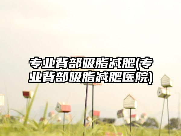 正规背部吸脂减肥(正规背部吸脂减肥医院)