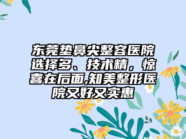 东莞垫鼻尖整容医院选择多、技术精，惊喜在后面,知美整形医院又好又实惠