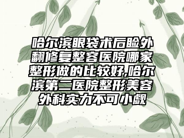 哈尔滨眼袋术后睑外翻修复整容医院哪家整形做的比较好,哈尔滨第二医院整形美容外科实力不可小觑