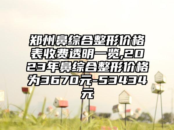 郑州鼻综合整形价格表收费透明一览,2023年鼻综合整形价格为3670元-53434元