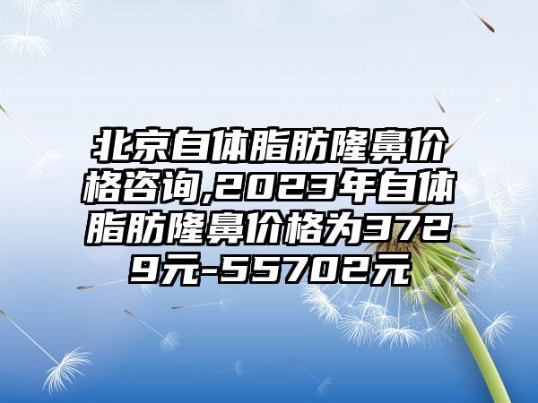 北京自体脂肪隆鼻价格咨询,2023年自体脂肪隆鼻价格为3729元-55702元