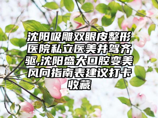 沈阳吸雕双眼皮整形医院私立医美并驾齐驱,沈阳盛大口腔变美风向指南表建议打卡收藏