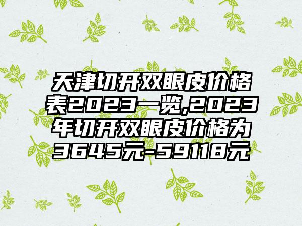 天津切开双眼皮价格表2023一览,2023年切开双眼皮价格为3645元-59118元