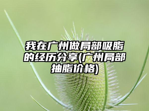 我在广州做局部吸脂的经历分享(广州局部抽脂价格)