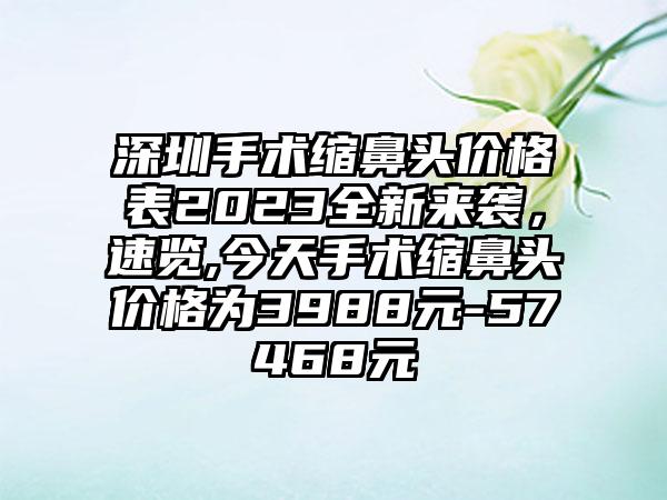 深圳手术缩鼻头价格表2023全新来袭，速览,今天手术缩鼻头价格为3988元-57468元