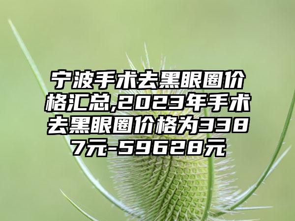 宁波手术去黑眼圈价格汇总,2023年手术去黑眼圈价格为3387元-59628元