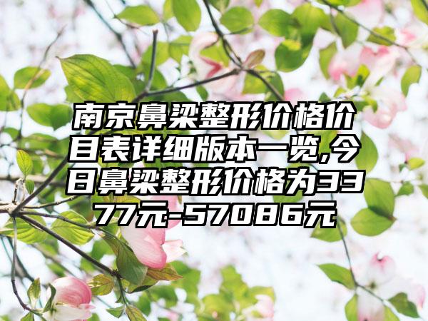 南京鼻梁整形价格价目表详细版本一览,今日鼻梁整形价格为3377元-57086元