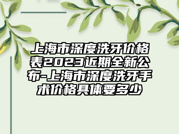 上海市深度洗牙价格表2023近期全新公布-上海市深度洗牙手术价格具体要多少