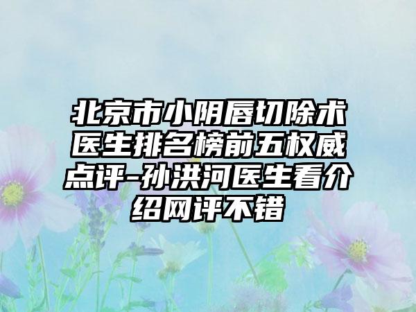 北京市小阴唇切除术医生排名榜前五权威点评-孙洪河医生看介绍网评不错