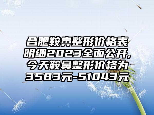 合肥鞍鼻整形价格表明细2023多面公开,今天鞍鼻整形价格为3583元-51043元