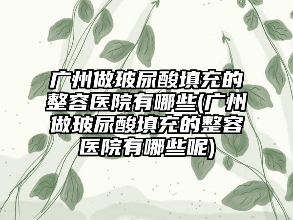 广州做玻尿酸填充的整容医院有哪些(广州做玻尿酸填充的整容医院有哪些呢)