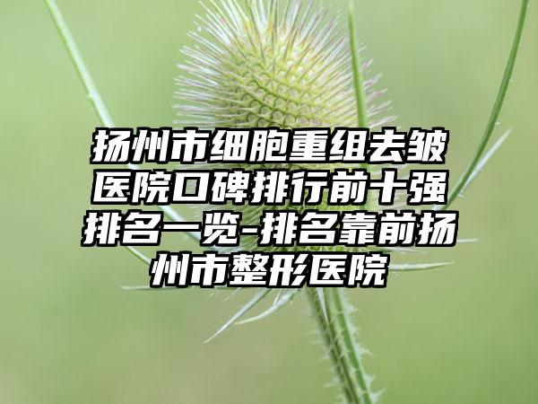 扬州市细胞重组去皱医院口碑排行前十强排名一览-排名靠前扬州市整形医院