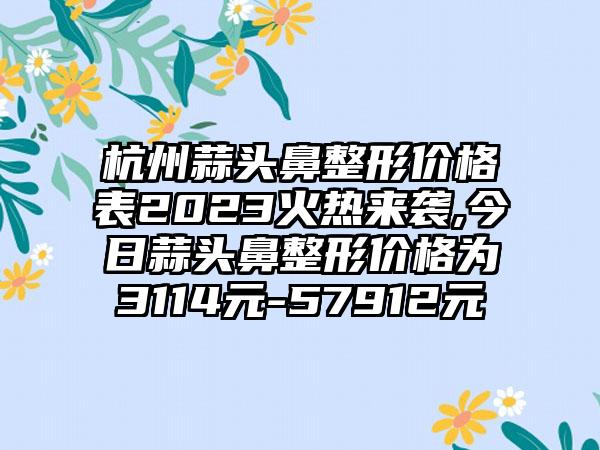 杭州蒜头鼻整形价格表2023火热来袭,今日蒜头鼻整形价格为3114元-57912元