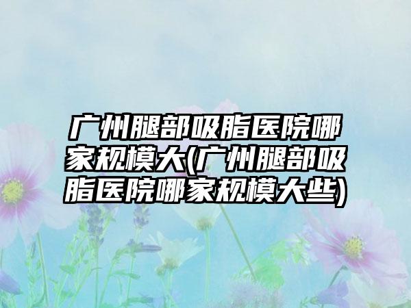 广州腿部吸脂医院哪家规模大(广州腿部吸脂医院哪家规模大些)