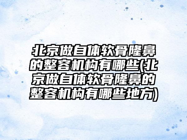 北京做自体软骨隆鼻的整容机构有哪些(北京做自体软骨隆鼻的整容机构有哪些地方)