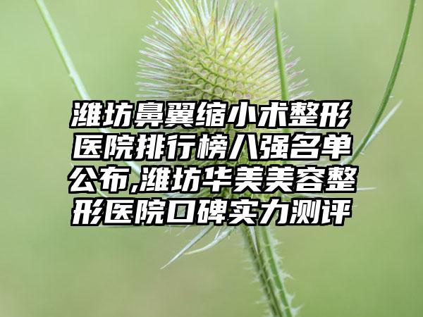 潍坊鼻翼缩小术整形医院排行榜八强名单公布,潍坊华美美容整形医院口碑实力测评