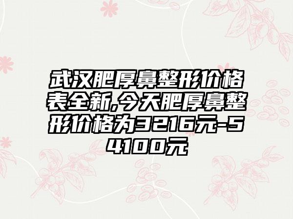 武汉肥厚鼻整形价格表全新,今天肥厚鼻整形价格为3216元-54100元