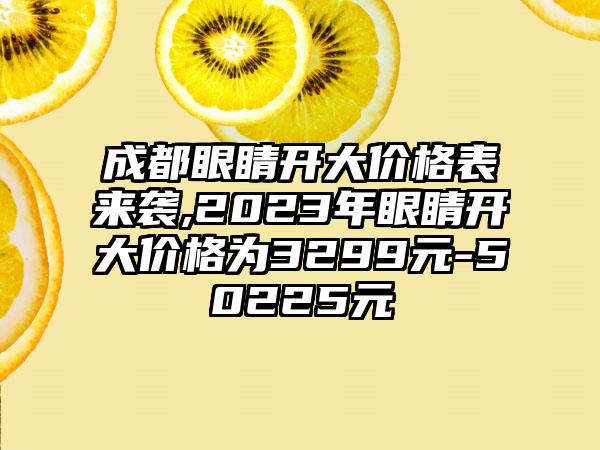 成都眼睛开大价格表来袭,2023年眼睛开大价格为3299元-50225元