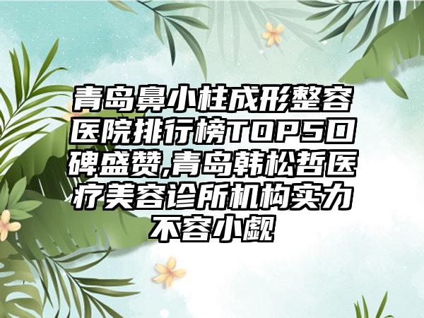 青岛鼻小柱成形整容医院排行榜TOP5口碑盛赞,青岛韩松哲医疗美容诊所机构实力不容小觑