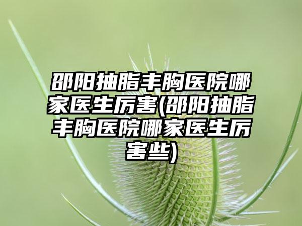 邵阳抽脂丰胸医院哪家医生厉害(邵阳抽脂丰胸医院哪家医生厉害些)