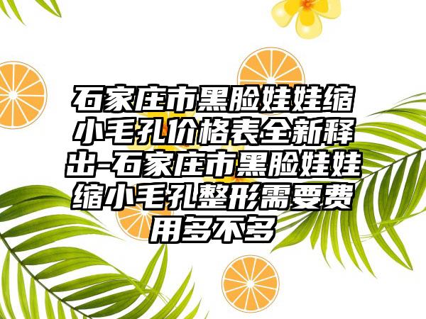 石家庄市黑脸娃娃缩小毛孔价格表全新释出-石家庄市黑脸娃娃缩小毛孔整形需要费用多不多