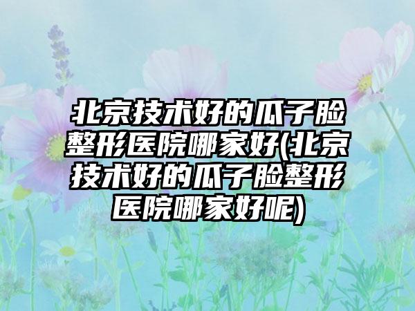 北京技术好的瓜子脸整形医院哪家好(北京技术好的瓜子脸整形医院哪家好呢)