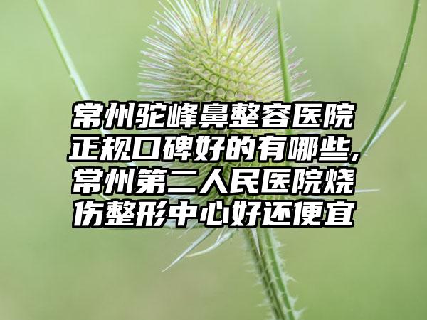 常州驼峰鼻整容医院正规口碑好的有哪些,常州第二人民医院烧伤整形中心好还便宜