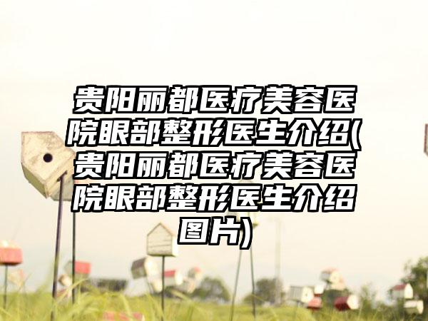 贵阳丽都医疗美容医院眼部整形医生介绍(贵阳丽都医疗美容医院眼部整形医生介绍图片)