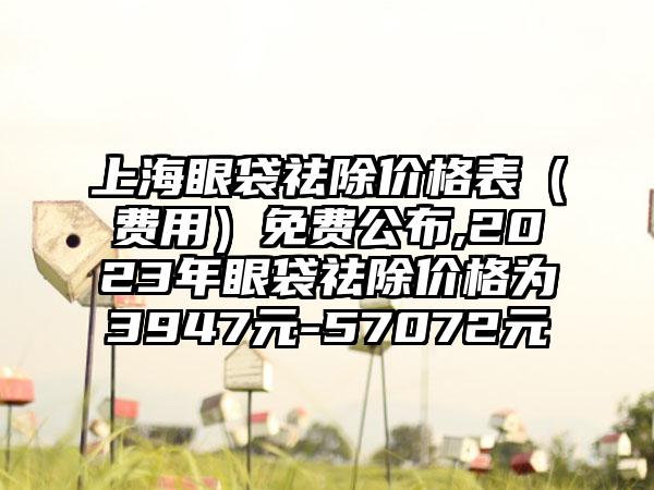 上海眼袋祛除价格表（费用）免费公布,2023年眼袋祛除价格为3947元-57072元