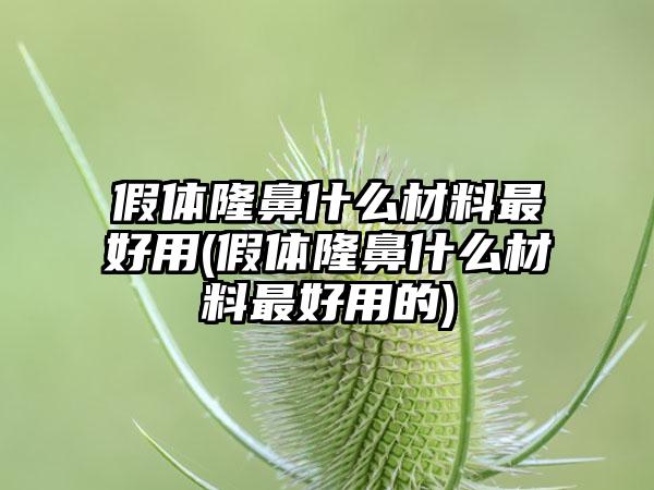 假体隆鼻什么材料较好用(假体隆鼻什么材料较好用的)