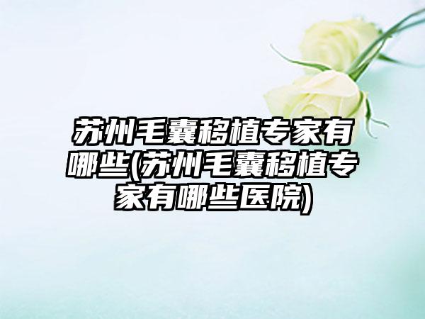 苏州毛囊移植骨干医生有哪些(苏州毛囊移植骨干医生有哪些医院)