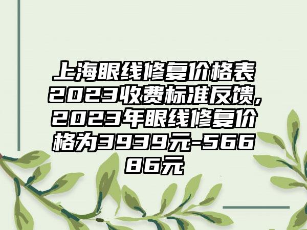 上海眼线修复价格表2023收费标准反馈,2023年眼线修复价格为3939元-56686元