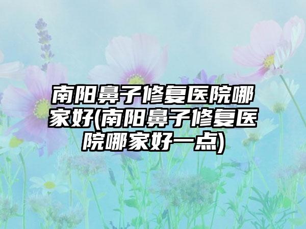 南阳鼻子修复医院哪家好(南阳鼻子修复医院哪家好一点)