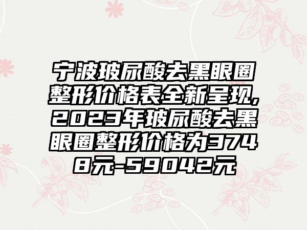 宁波玻尿酸去黑眼圈整形价格表全新呈现,2023年玻尿酸去黑眼圈整形价格为3748元-59042元