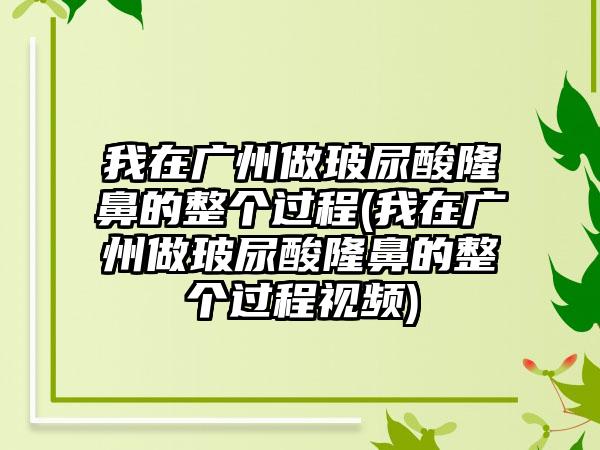 我在广州做玻尿酸隆鼻的整个过程(我在广州做玻尿酸隆鼻的整个过程视频)